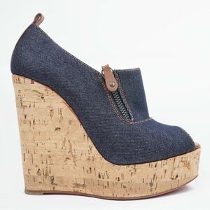 Christian Louboutin Navy Denim Wedges